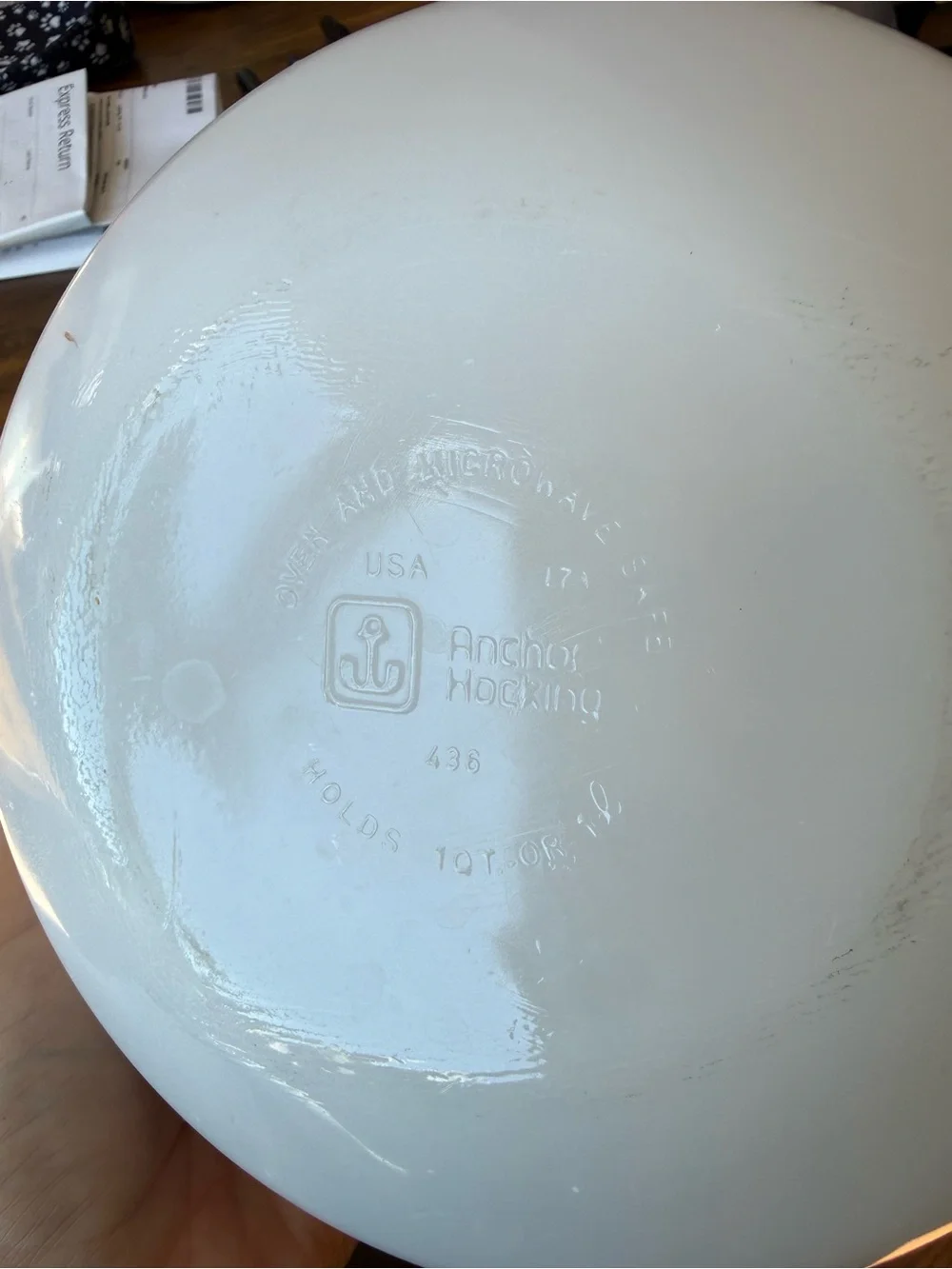 Vintage Anchor Hocking Fire-King Hildi fruit casserole dish / bowl